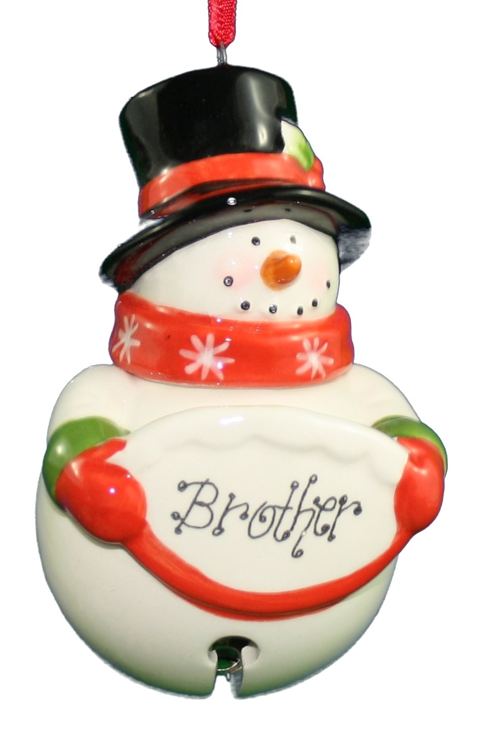 Adorno de campana de muñeco de nieve de cerámica - Brother