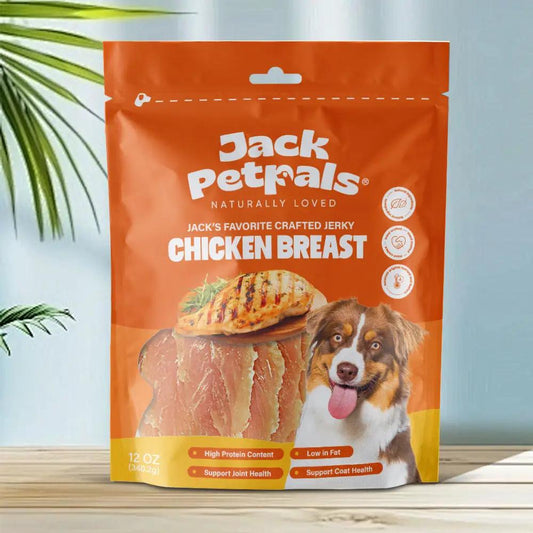 Jack PetPals Handcrafted Jerky Chicken Breast Dog Treats orange 12 oz bag on Tampa Home & Garden Store