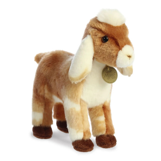 Miyoni Nubian Goat Kid plush toy, 11-inch brown and white with tag on Tampa Home & Garden Store