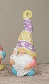 Easter gnome figurine carrying a bunny, 6 inch, pastel purple hat Tampa Home & Garden on Tampa Home & Garden Store