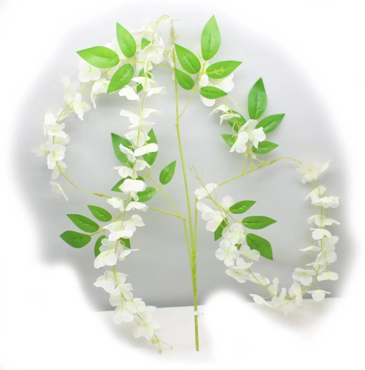 Wisteria Garland white blossoms with green leaves artificial by The Country Christmas Loft on Tampa Home & Garden Store