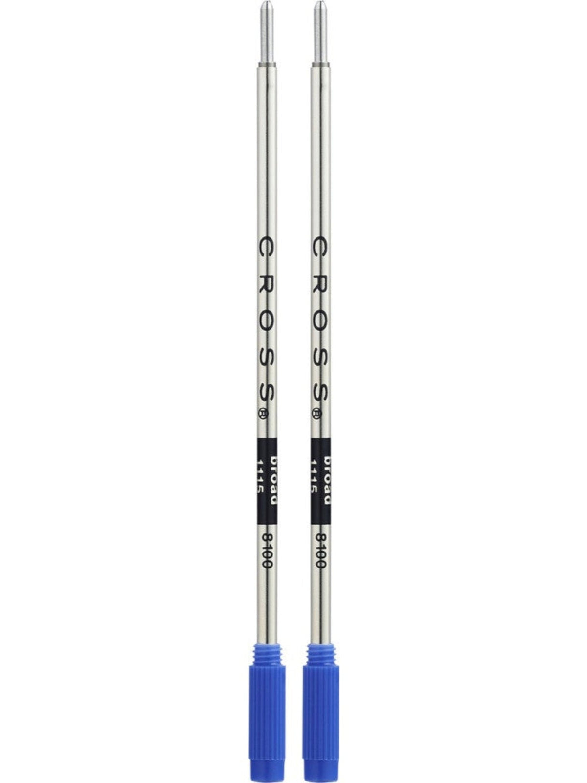 Cross blue broad-point ballpoint pen refills dual pack; two silver bodies with blue caps on Tampa Home & Garden Store