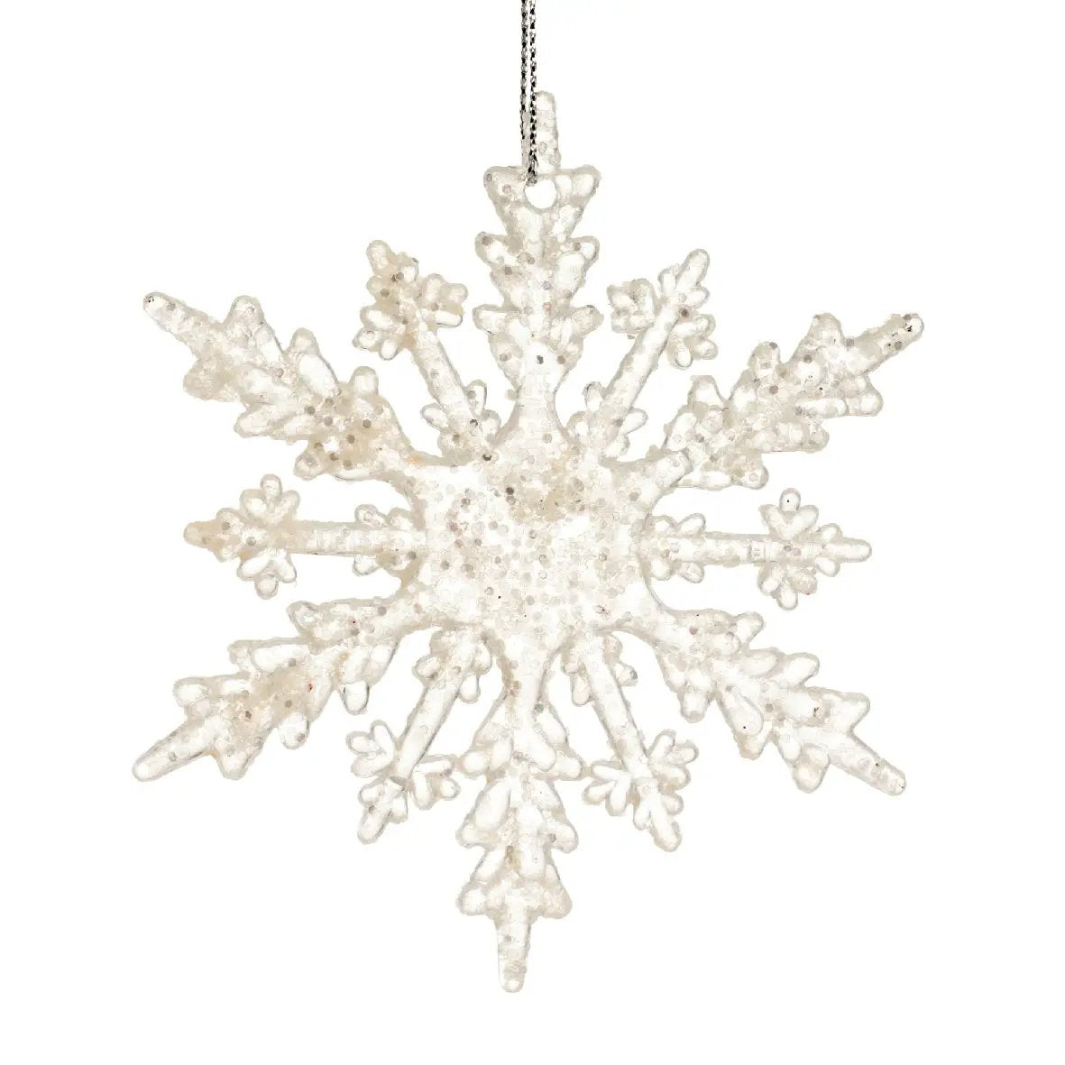 Sparkling white snowflake ornament by The Country Christmas Loft with branches on Tampa Store on Tampa Home & Garden Store