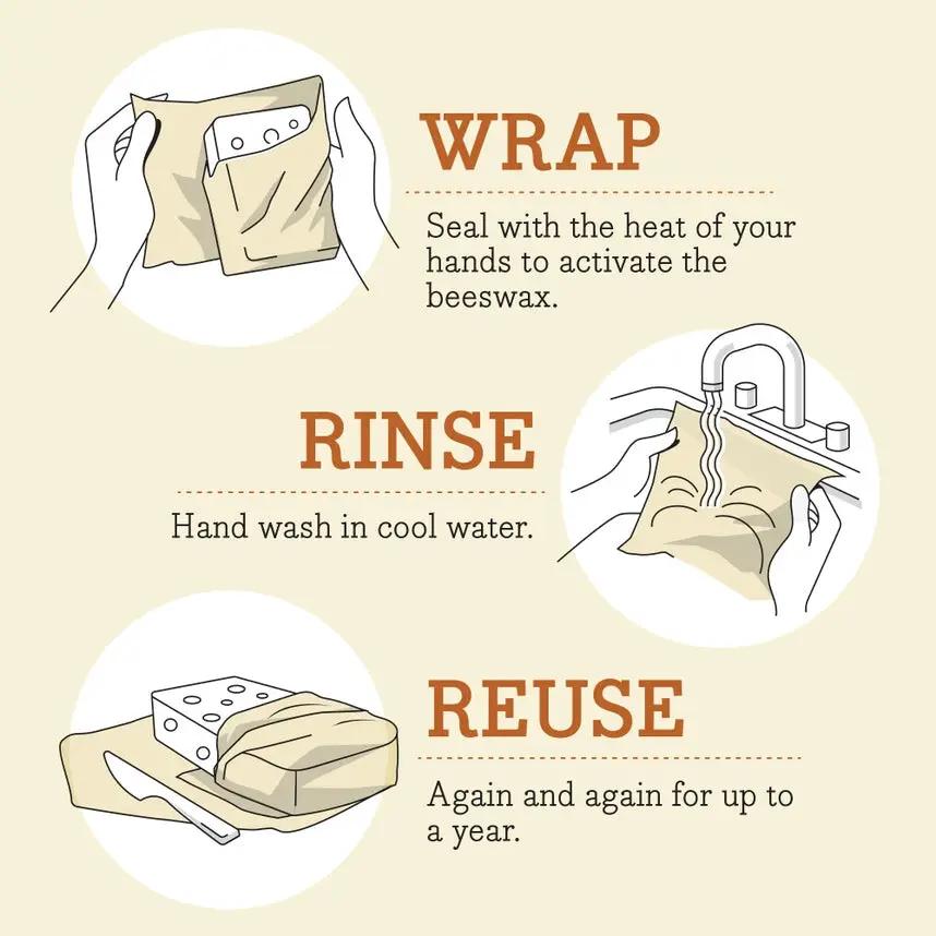 Bee's Wrap Food Wrap Original Print 3 Pack beeswax wraps reusable kitchen item on Tampa Home & Garden Store