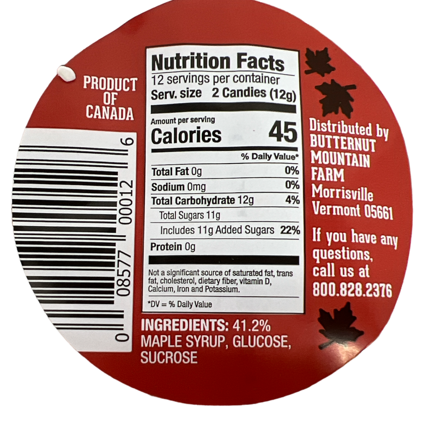 Bonbons durs à saveur d'érable - Sachet de 142 g