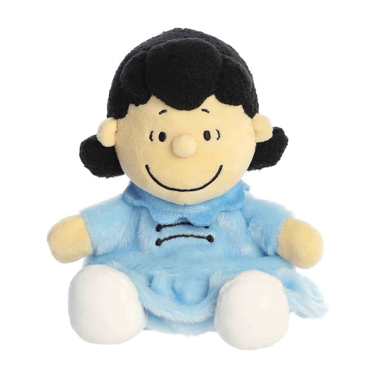 5-inch Lucy Palm Pal plush, Peanuts character with blue shirt and black hair on Tampa Home & Garden Store