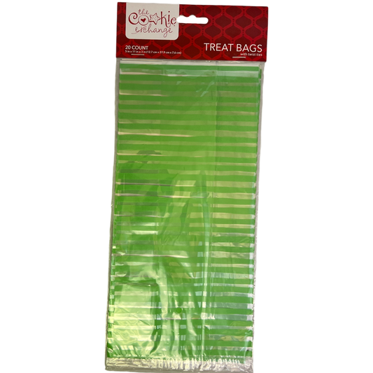 Cookie Cello Treat Bags with Green Stripe, 20 ct, striped bags by Country Christmas Loft on Tampa Home & Garden Store
