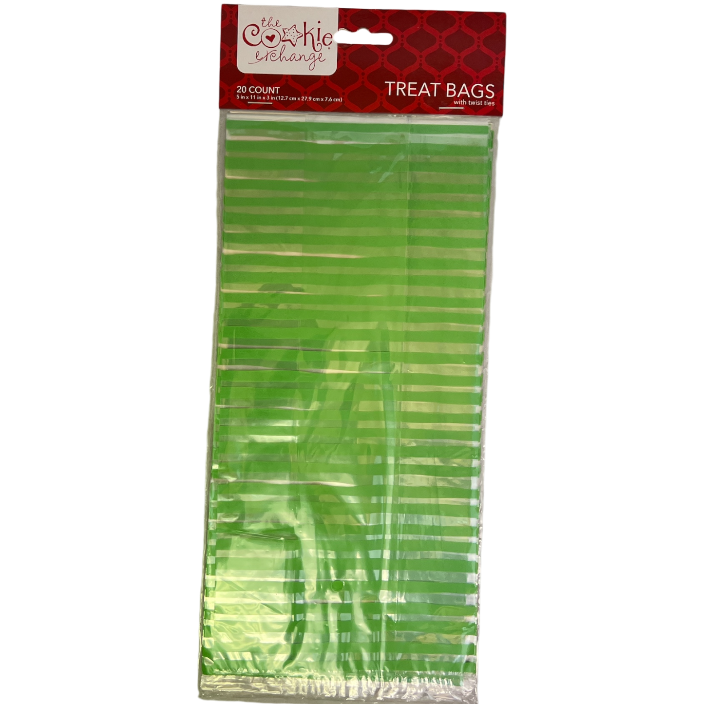 Cookie Cello Treat Bags with Green Stripe, 20 ct, striped bags by Country Christmas Loft on Tampa Home & Garden Store
