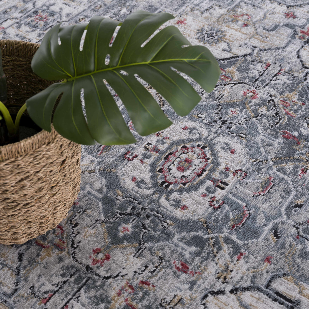 Billings Area Rug by Boutique Rugs, blue-gray distressed pattern on Tampa Home & Garden Store