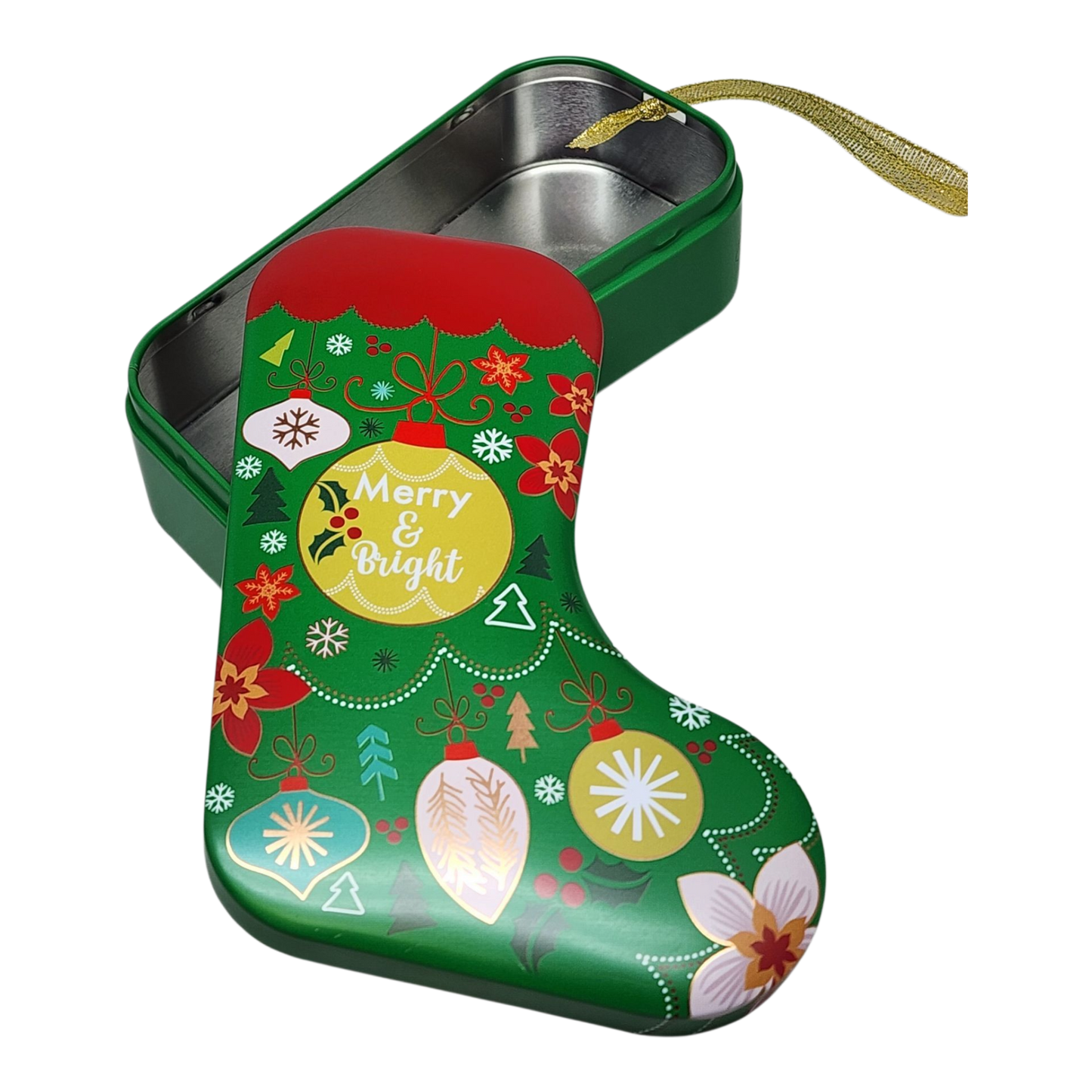 Adorno navideño de lata de galletas - Merry & Bright