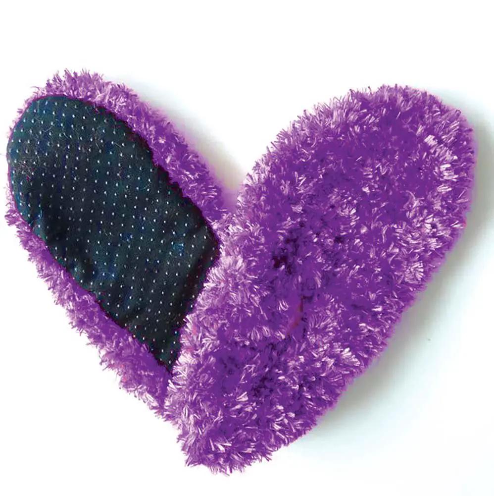 Fuzzy Footies slippers purple heart-shaped with dotted sole by The Country Christmas Loft on Tampa Home & Garden Store