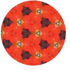 Neato Metallic Marble Kaleidoscopes Set with vibrant red-orange circular pattern and star motifs on Tampa Home & Garden Store