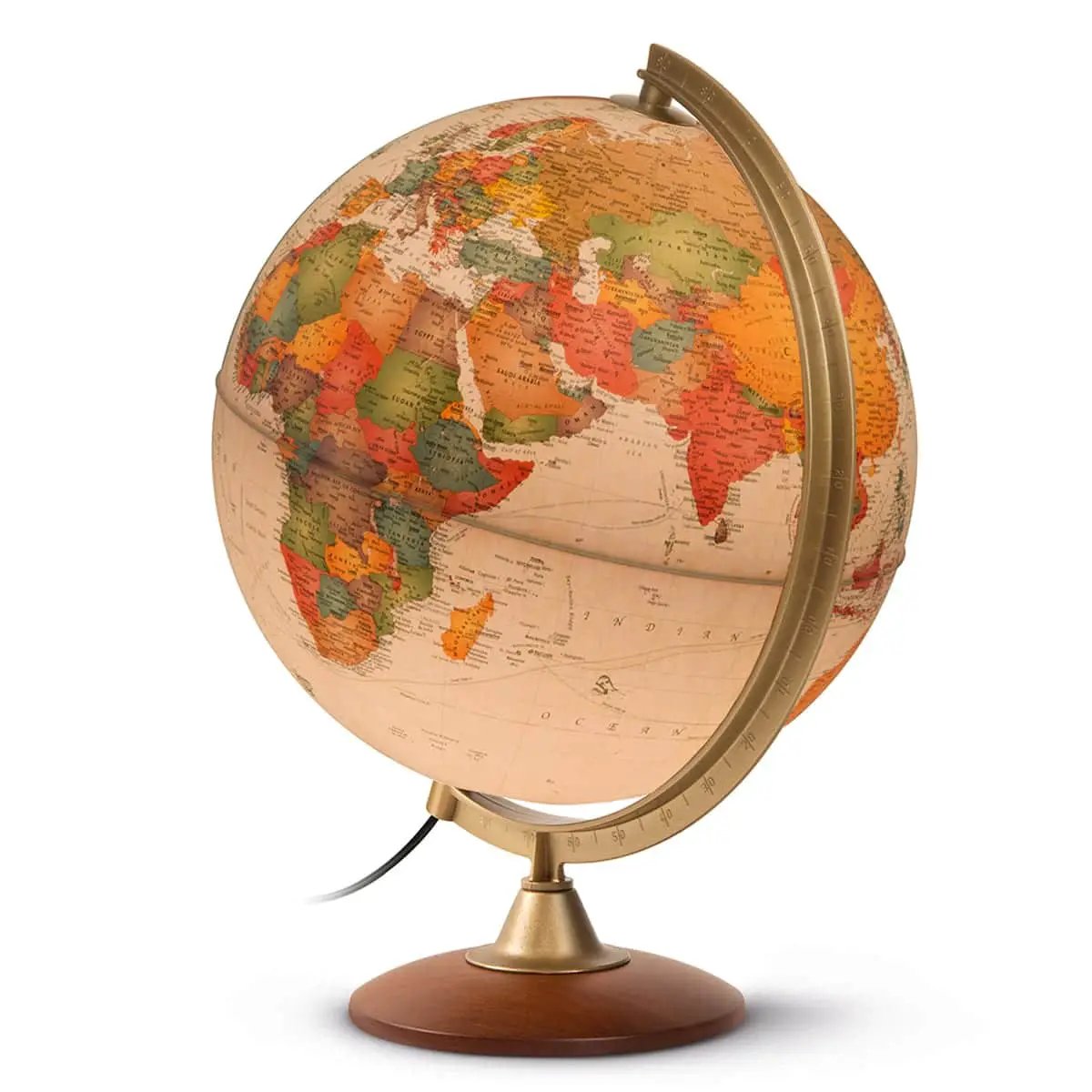 Desk globe Journey Globe Illumined 12 Inch Antique Base amber tones by Ultimate Globes on Tampa Home & Garden Store