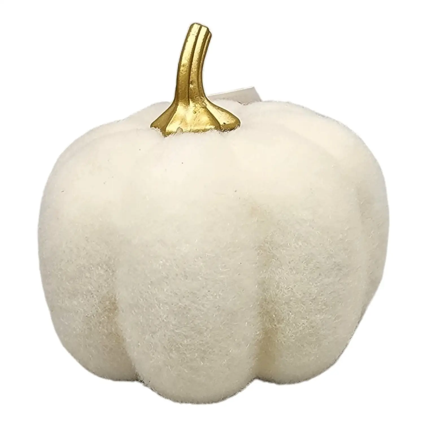 White felt Harvest pumpkin ornament with gold stem, lightweight home decor on Tampa Home & Garden Store