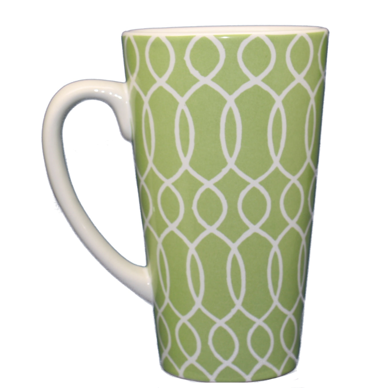 Taza de café con leche de celosía verde