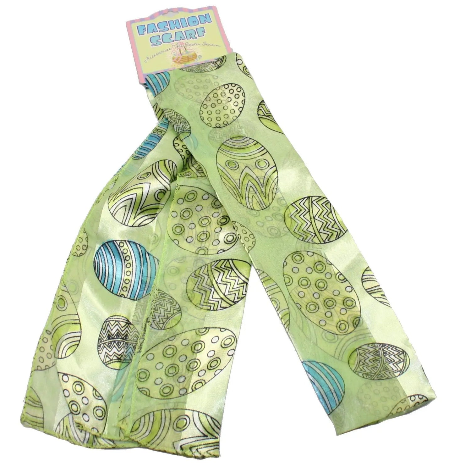 Easter Scarf, green with colorful egg pattern, lightweight scarf by The Country Christmas Loft on Tampa Home & Garden Store
