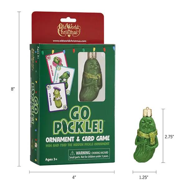 Go Pickle Ornament & Card Game package with green pickle ornament and Old World Christmas branding on Tampa Home & Garden Store
