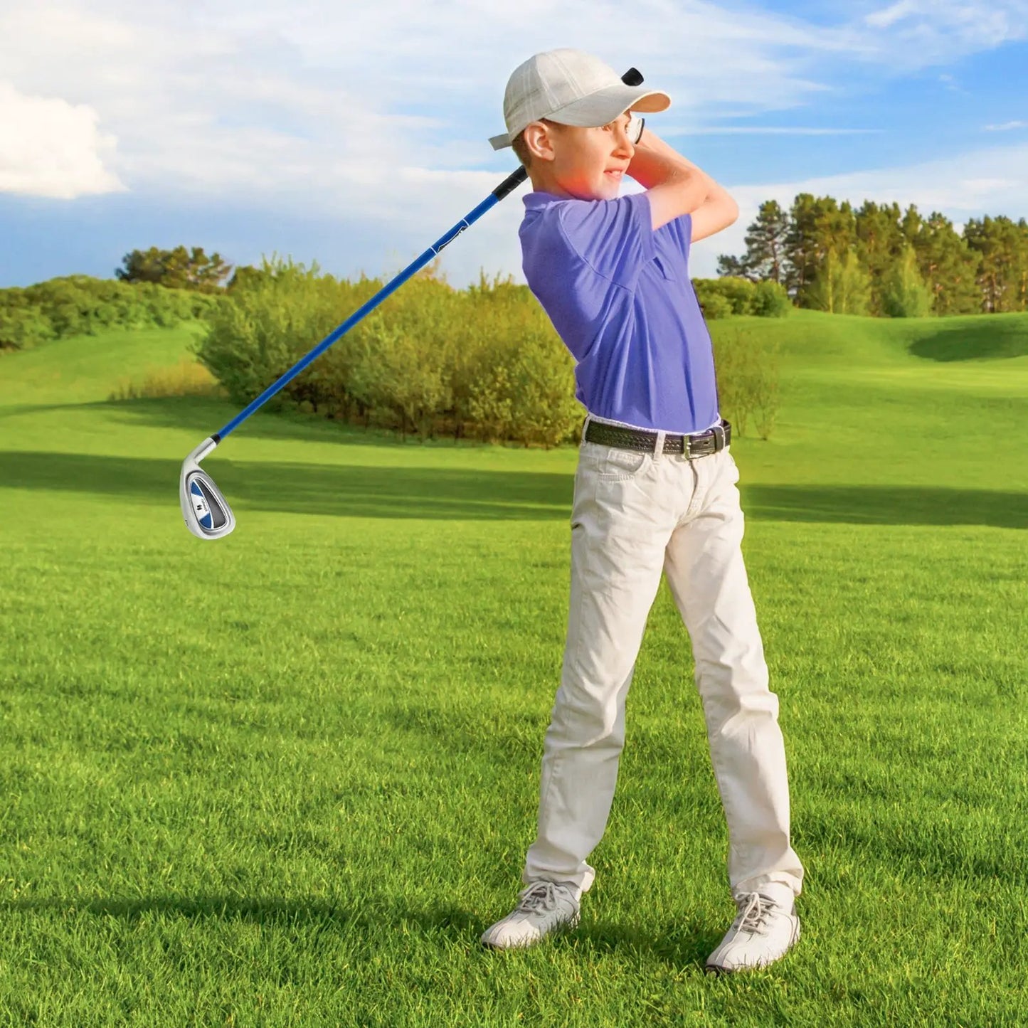 Junior 7 iron golf club for kids with fiberglass shaft, blue shaft by DirectDeals on Tampa Home & Garden Store