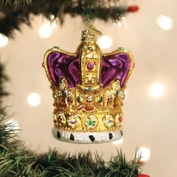 King's Crown Glass Ornament regal keepsake gold crown with purple accents and jewels on Tampa Home & Garden Store