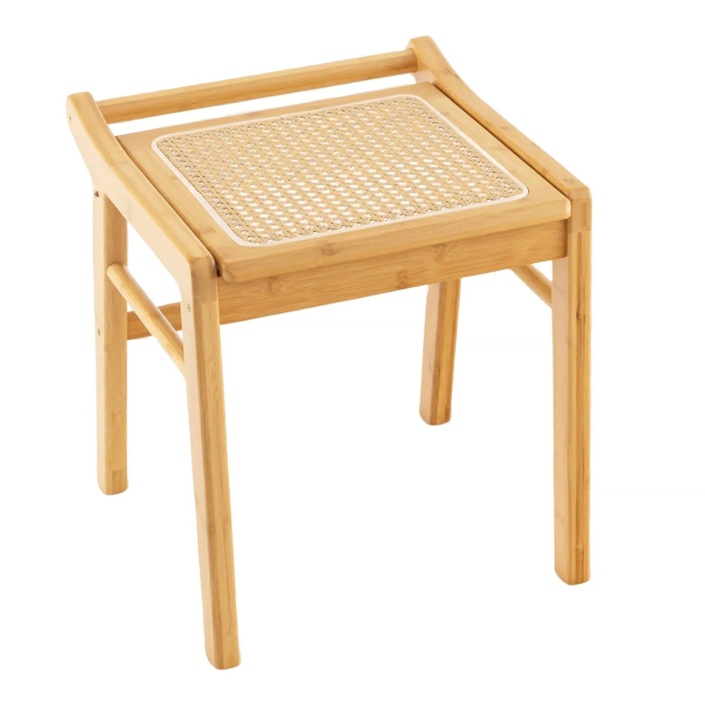 Bamboo Vanity Stool with Rattan Top, natural finish, folding DirectDeals on Tampa Home & Garden Store