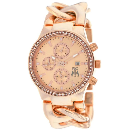 Jivago Women's Lev stainless steel watch with rose-gold tone case and crystal bezel on Tampa Home & Garden Store