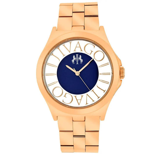 Jivago women's watch rose-gold stainless steel case and bracelet with blue dial on Tampa Home & Garden Store