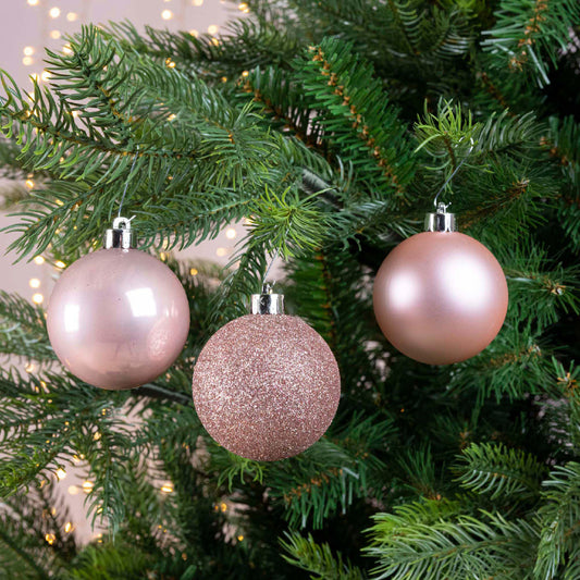 Elegant Assorted Shatterproof Ornaments - Set of 10 - Blush Pink - Tampa Home & Garden Store