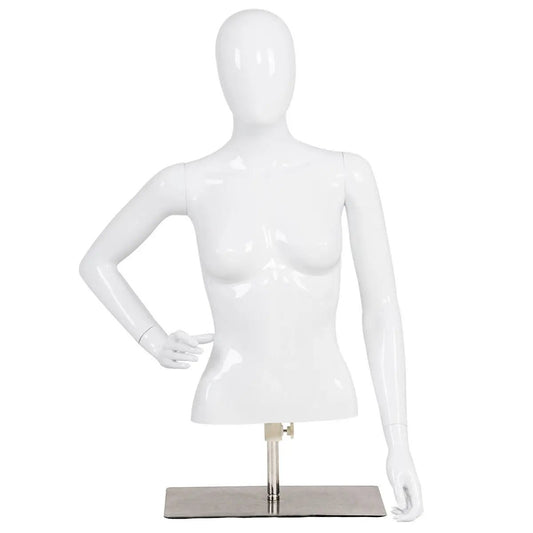 Female mannequin torso on adjustable height stand with metal pole and square base DirectDeals on Tampa Home & Garden Store