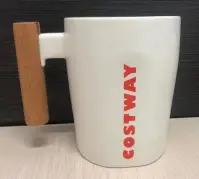 Wooden-handle mug with white ceramic body and bold red COSTWAY logo on Tampa Home & Garden Store