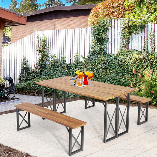 6-Person Outdoor Patio Dining Table Set with 2 Inch Umbrella Hole - Tampa Home & Garden Store