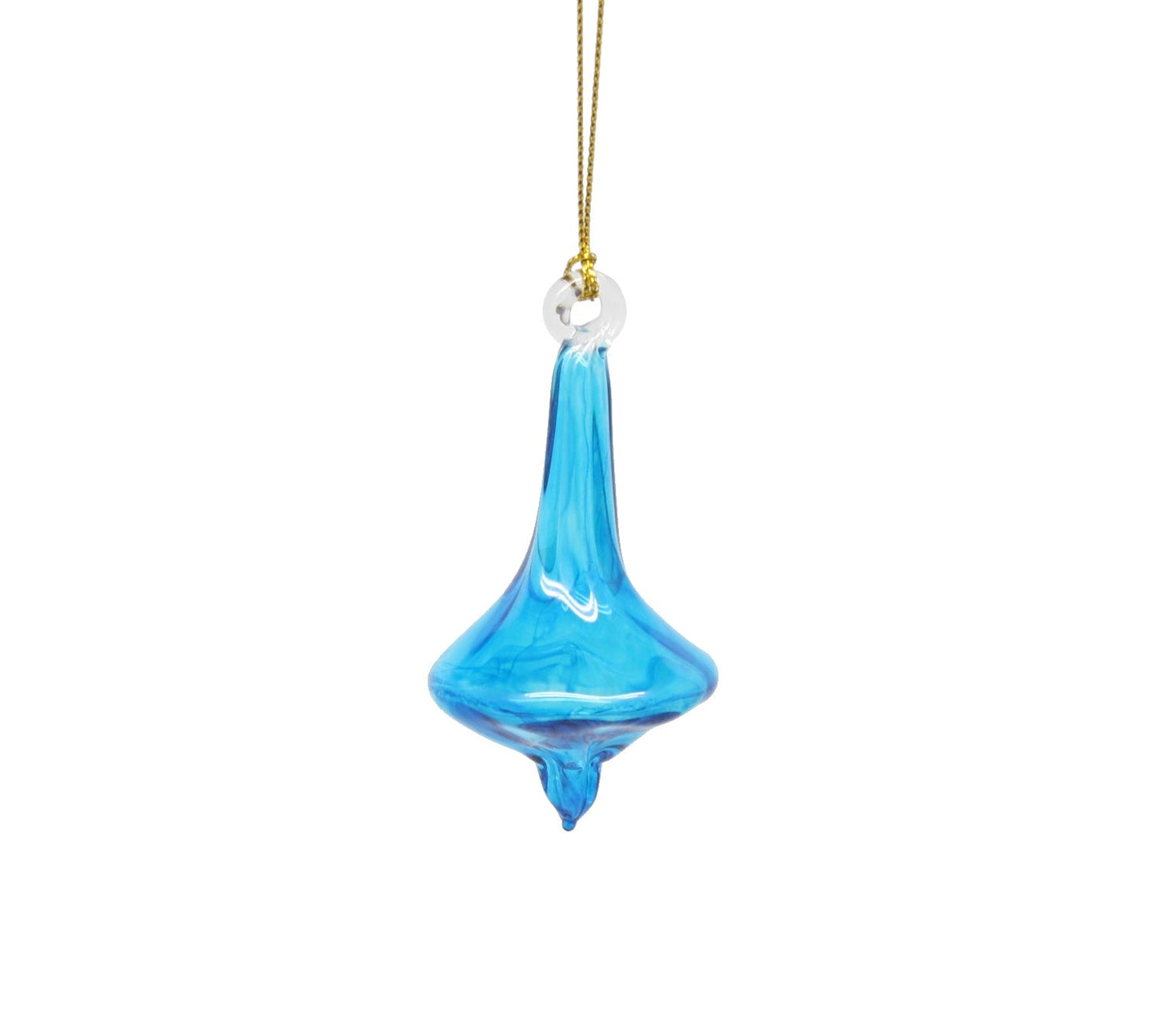 Ornement en verre soufflé en forme de larme - Turquoise - Renflement bas