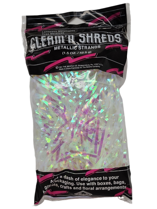 Gleam Shreds opalescent metallic strands gift wrap shred bag by The Country Christmas Loft on Tampa Home & Garden Store