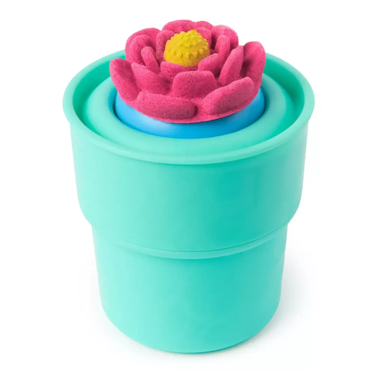 Kinetic Sand Squish Blossom Neon Set in teal tub pink flower mold on Tampa Home & Garden Store