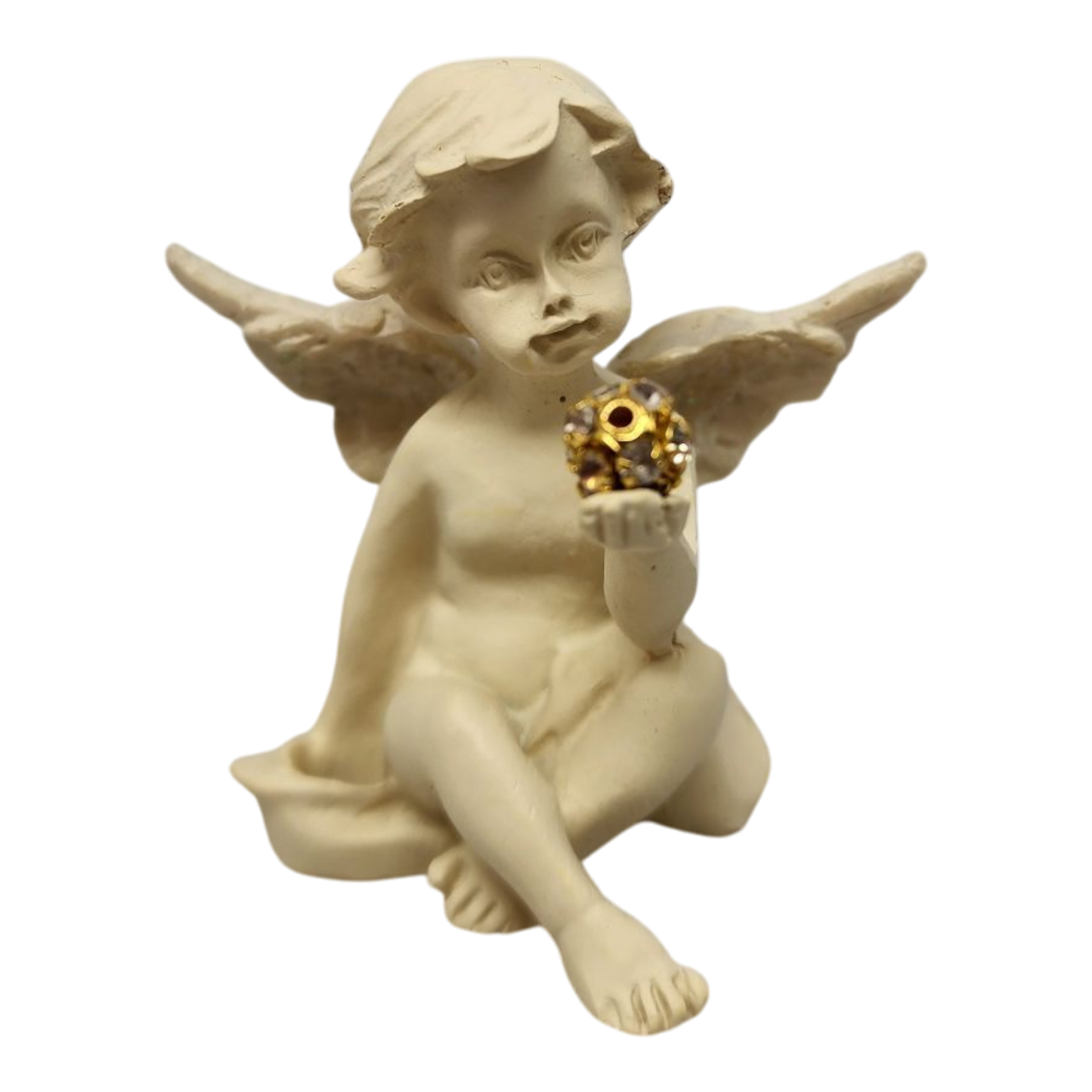 Two Inch Wishing Angel figurine in ivory with gold accent ornament on Tampa Home & Garden Store