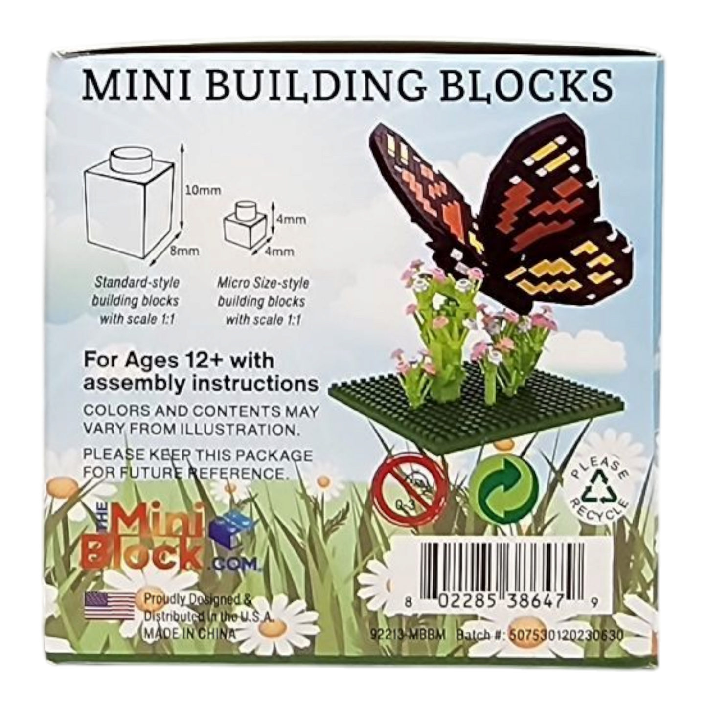 Mini Building Blocks Monarch Butterfly Kit with butterfly on base plate on Tampa Home & Garden Store