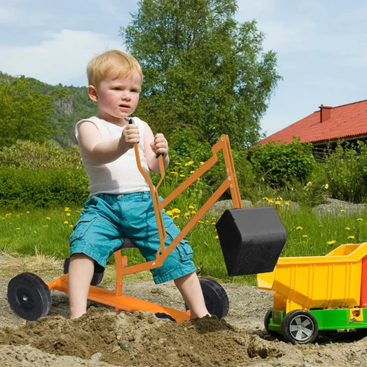 Heavy duty ride-on sand digger for kids orange frame with black digging bucket DirectDeals on Tampa Home & Garden Store