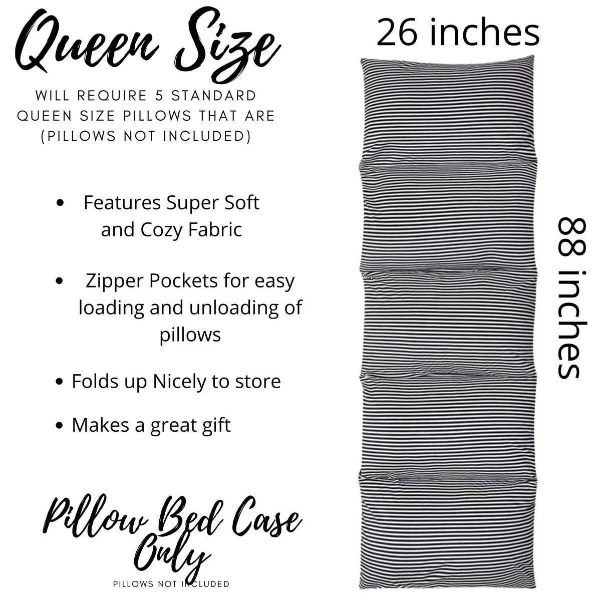 Kids Frankenstein Halloween Gift Set pillow case, striped black and white queen size cover on Tampa Home & Garden Store