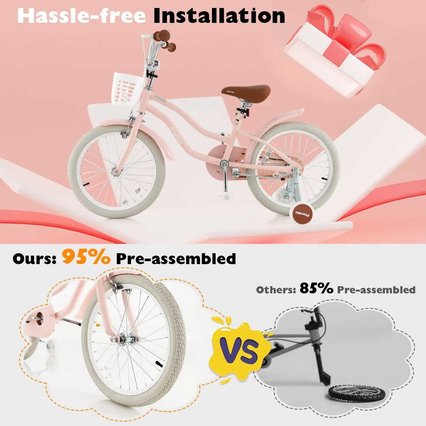 Children Bicycle with Front Handbrake and Rear Coaster Brake-Pink - Tampa Home & Garden Store