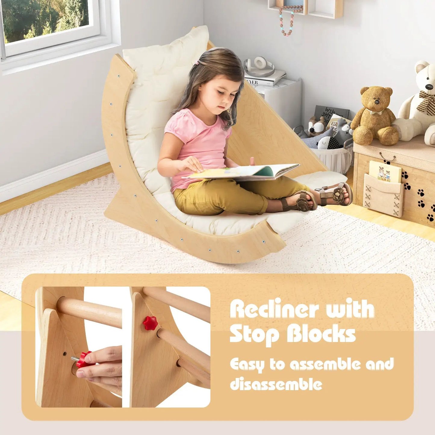 Kids Climbing Arch with Cushion curved wooden frame with soft white cushion DirectDeals on Tampa Home & Garden Store