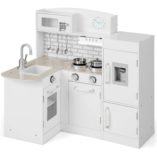 Kids kitchen playset Conor toy with microwave, oven, stove and sink in white plastic on Tampa Home & Garden Store