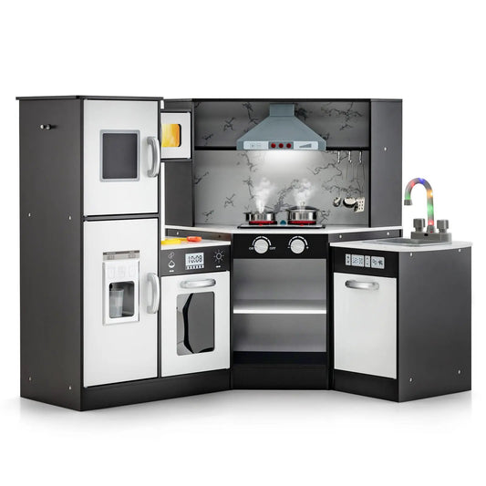 Kids Corner Pretend Kitchen Playset with Basin, gray and white modular unit, stove and sink on Tampa Home & Garden Store