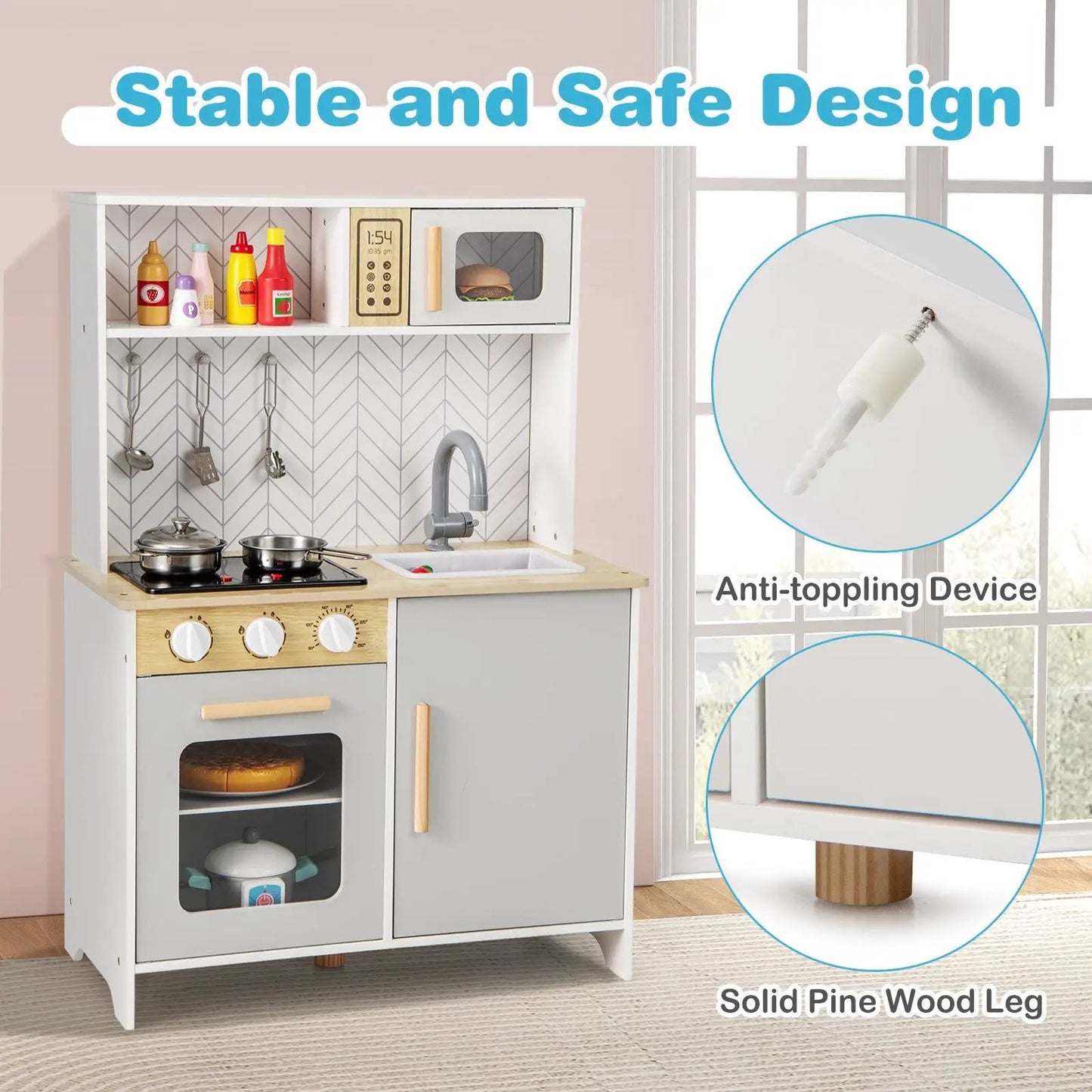 DirectDeals Kids Kitchen Playset with Lights and Sounds Microwave Stove Sink White on Tampa Home & Garden Store
