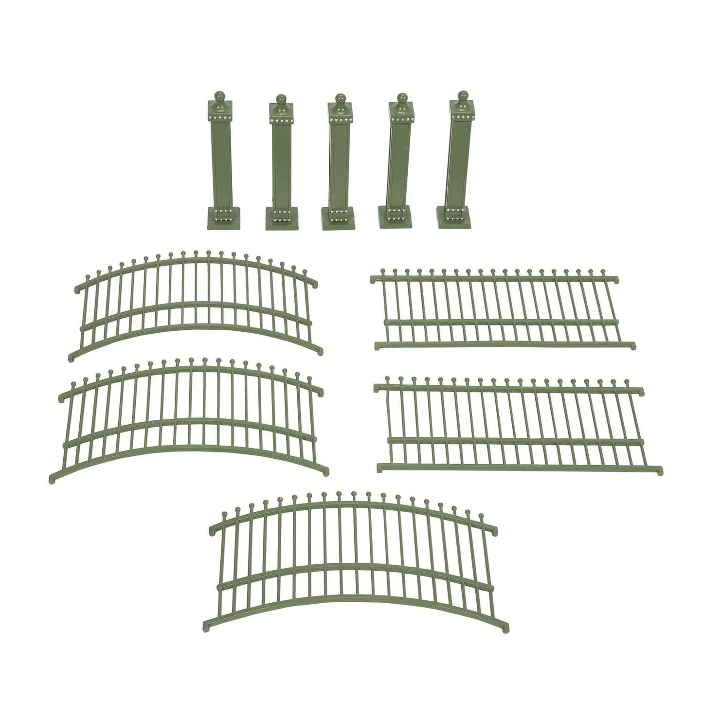 Zoological Gardens Fence 10-piece set in green plastic with posts for Christmas village displays on Tampa Home & Garden Store