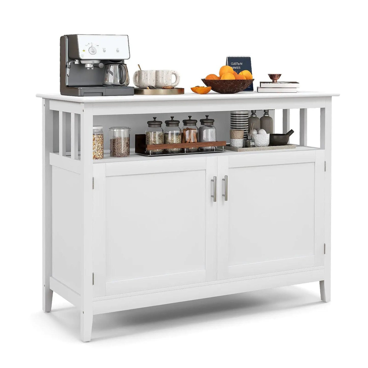 Kitchen Buffet Server Sideboard Storage Cabinet with 2 Doors and Shelf-Black - Tampa Home & Garden Store