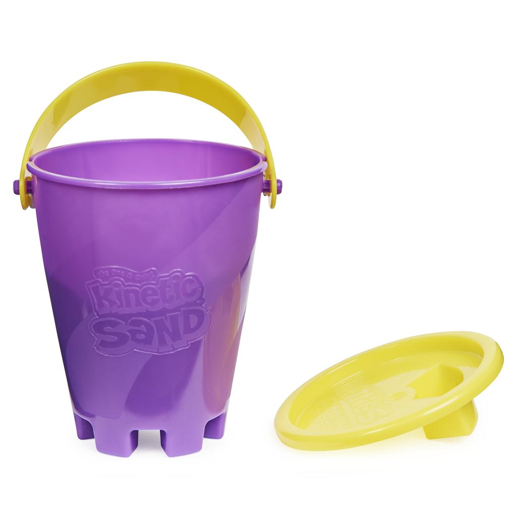 Kinetic Sand Pail purple bucket with yellow handle and lid sand toy set on Tampa Home & Garden Store