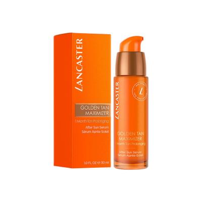 Lancaster Golden Tan Maximizer After-Sun Serum bottle beside orange box 30ml on Tampa Home & Garden Store