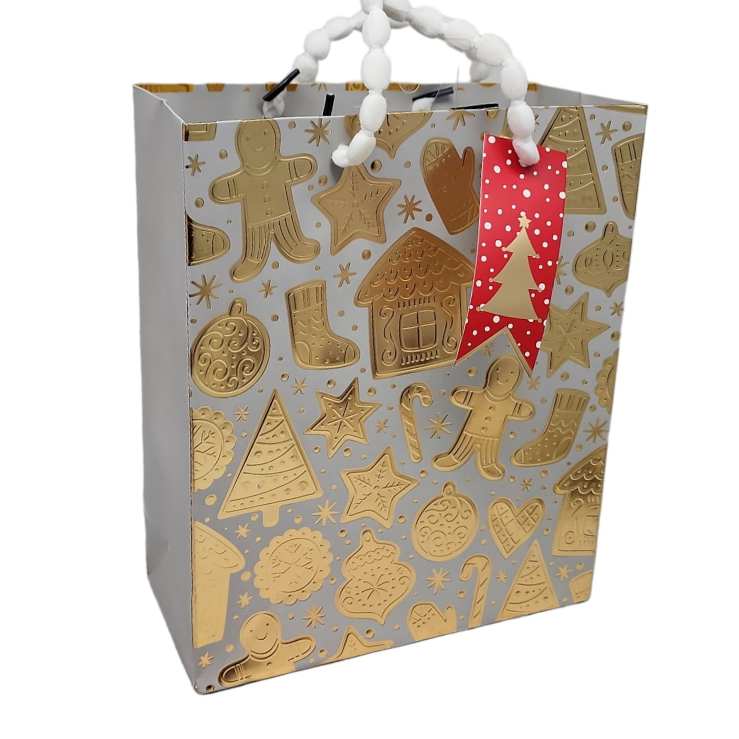 Pan de jengibre en bolsa de regalo plateada -