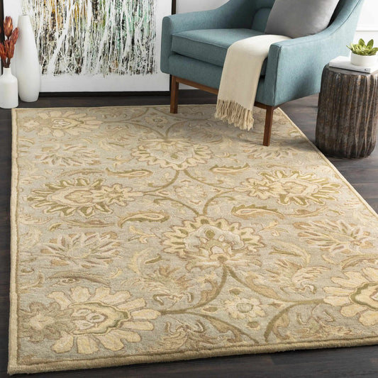 Chesterton Hand Tufted Ivory Floral Area Rug beige cream floral motif Boutique Rugs on Tampa Home & Garden Store