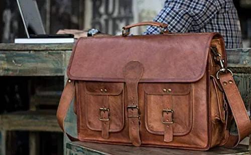 Cambridge Leather Briefcase messenger bag with adjustable strap on Tampa Home & Garden Store on Tampa Home & Garden Store