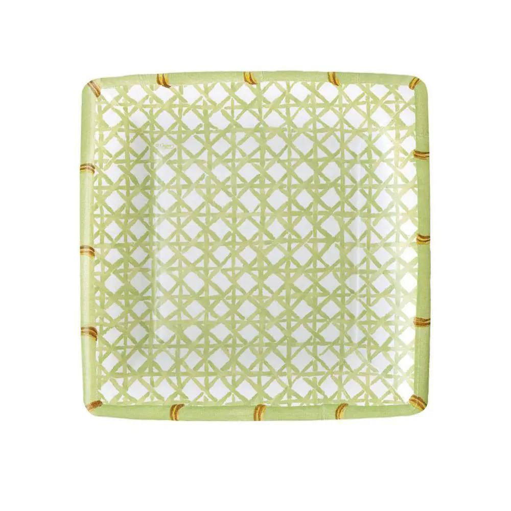 Trellis square salad plate, light green lattice with gold trim The Country Christmas Loft on Tampa Home & Garden Store